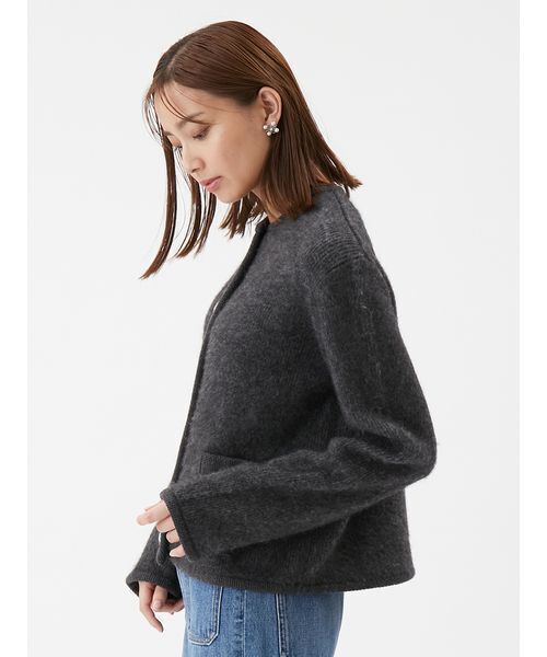 Mila Owen（ミラオーウェン）の「【USAGI ONLINE・ZOZO限定】アルパカニットシャギーカーデジャケット（カーディガン/ボレロ・レディース・グレー/ホワイト/ピンク・1/0）」の12枚目の写真