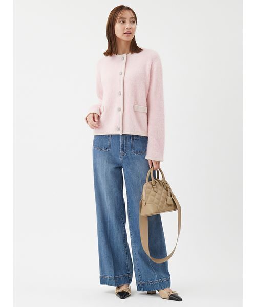 Mila Owen（ミラオーウェン）の「【USAGI ONLINE・ZOZO限定】アルパカニットシャギーカーデジャケット（カーディガン/ボレロ・レディース・グレー/ホワイト/ピンク・1/0）」の4枚目の写真