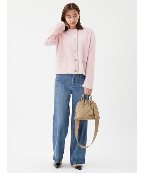 Mila Owen（ミラオーウェン）の「【USAGI ONLINE・ZOZO限定】アルパカニットシャギーカーデジャケット（カーディガン/ボレロ・レディース・グレー/ホワイト/ピンク・1/0）」の6枚目の写真