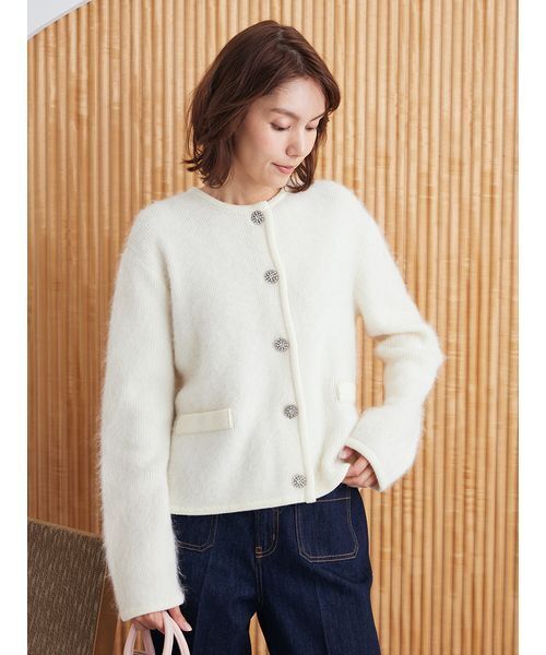 USAGI ONLINE・ZOZO限定】アルパカニットシャギーカーデジャケット