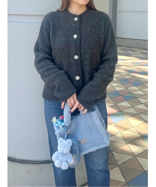 USAGI ONLINE・ZOZO限定】アルパカニットシャギーカーデジャケット