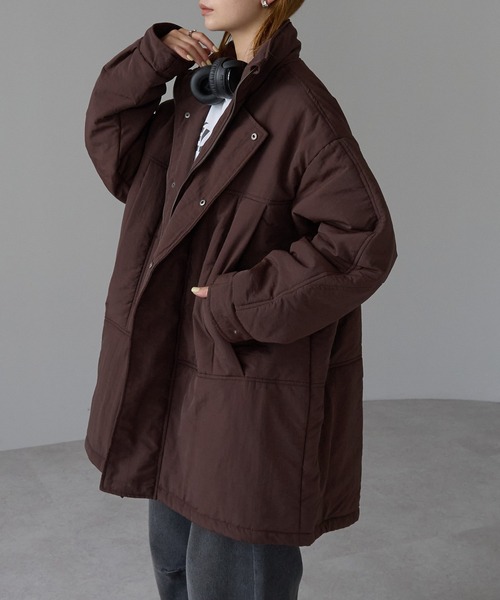 r.（アールドット）の「中わた　ミリタリーコート（ミリタリージャケット・レディース・キナリ/ベージュ/ブラウン/ブラック・FREE）」の4枚目の写真