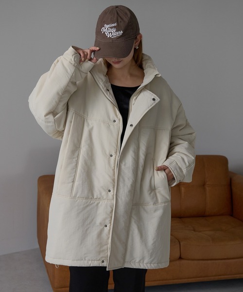 r.（アールドット）の「中わた　ミリタリーコート（ミリタリージャケット・レディース・キナリ/ベージュ/ブラウン/ブラック・FREE）」の5枚目の写真