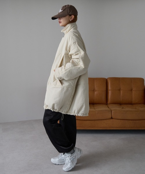 r.（アールドット）の「中わた　ミリタリーコート（ミリタリージャケット・レディース・キナリ/ベージュ/ブラウン/ブラック・FREE）」の16枚目の写真