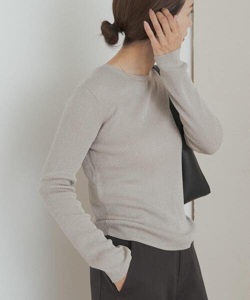 URBAN RESEARCH DOORS（アーバンリサーチドアーズ）の「ラメリブプルオーバー（ニット/セーター・レディース・ブラウン/ネイビー/ベージュ系その他・MEDIUM）」の3枚目の写真