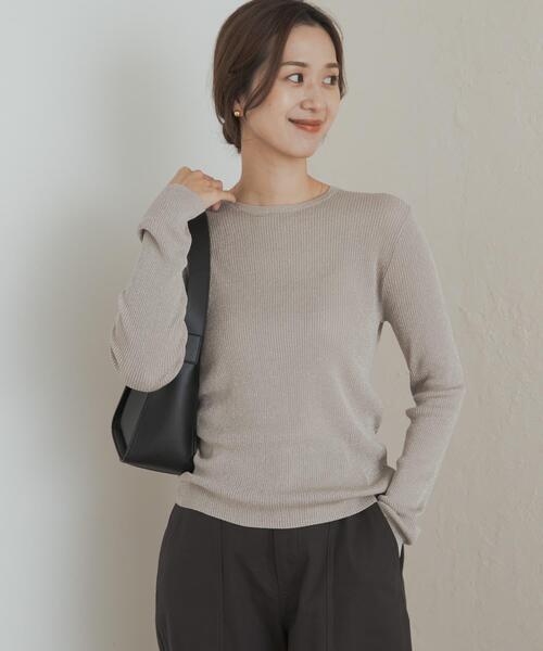 URBAN RESEARCH DOORS（アーバンリサーチドアーズ）の「ラメリブプルオーバー（ニット/セーター・レディース・ブラウン/ネイビー/ベージュ系その他・MEDIUM）」の4枚目の写真