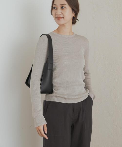 URBAN RESEARCH DOORS（アーバンリサーチドアーズ）の「ラメリブプルオーバー（ニット/セーター・レディース・ブラウン/ネイビー/ベージュ系その他・MEDIUM）」の5枚目の写真