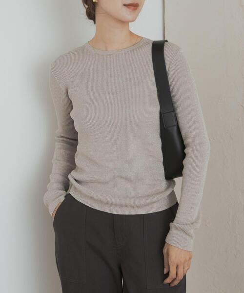 URBAN RESEARCH DOORS（アーバンリサーチドアーズ）の「ラメリブプルオーバー（ニット/セーター・レディース・ブラウン/ネイビー/ベージュ系その他・MEDIUM）」の7枚目の写真