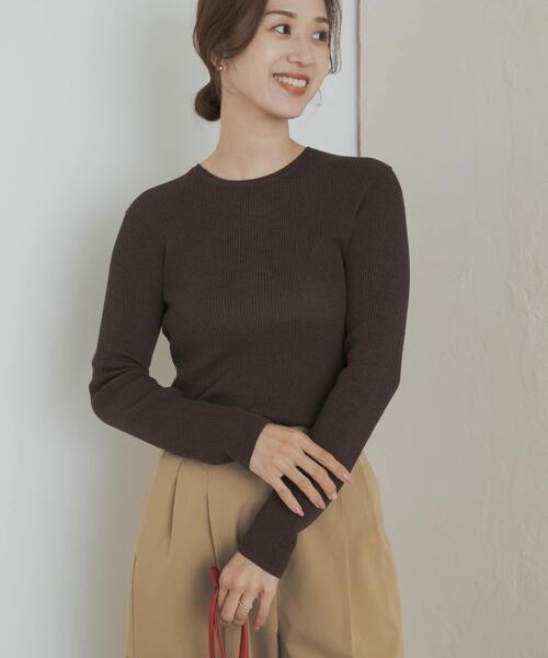 URBAN RESEARCH DOORS（アーバンリサーチドアーズ）の「ラメリブプルオーバー（ニット/セーター・レディース・ブラウン/ネイビー/ベージュ系その他・MEDIUM）」の19枚目の写真