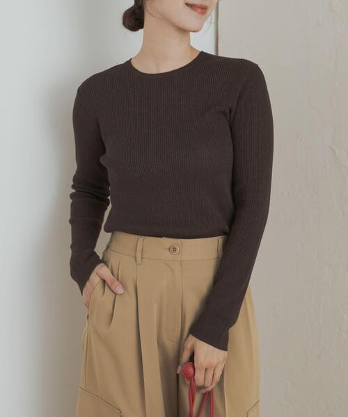 URBAN RESEARCH DOORS（アーバンリサーチドアーズ）の「ラメリブプルオーバー（ニット/セーター・レディース・ブラウン/ネイビー/ベージュ系その他・MEDIUM）」の20枚目の写真