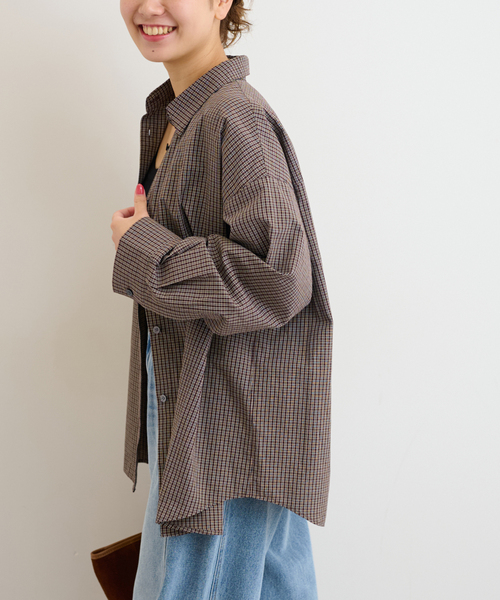 JOURNAL STANDARD relume(ジャーナルスタンダード レリューム)の「チェックオーバーサイズシャツ(シャツ/ブラウス・レディース・ブラウン/ベージュ・FREE)」の8枚目の写真
