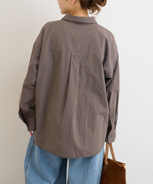 JOURNAL STANDARD relume(ジャーナルスタンダード レリューム)の「チェックオーバーサイズシャツ(シャツ/ブラウス・レディース・ブラウン/ベージュ・FREE)」の10枚目の写真