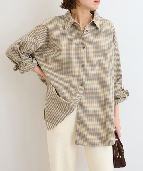 JOURNAL STANDARD relume(ジャーナルスタンダード レリューム)の「チェックオーバーサイズシャツ(シャツ/ブラウス・レディース・ブラウン/ベージュ・FREE)」の14枚目の写真