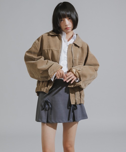 Chick(チック)の「Faux Suede Basic Blouson / フェイクスウェード ベーシックブルゾン(ブルゾン・レディース・ダークブラウン/ダークオリーブ/キャメル・FREE)」の6枚目の写真