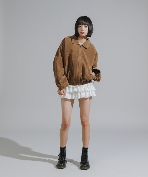 Chick(チック)の「Faux Suede Basic Blouson / フェイクスウェード ベーシックブルゾン(ブルゾン・レディース・ダークブラウン/ダークオリーブ/キャメル・FREE)」の16枚目の写真