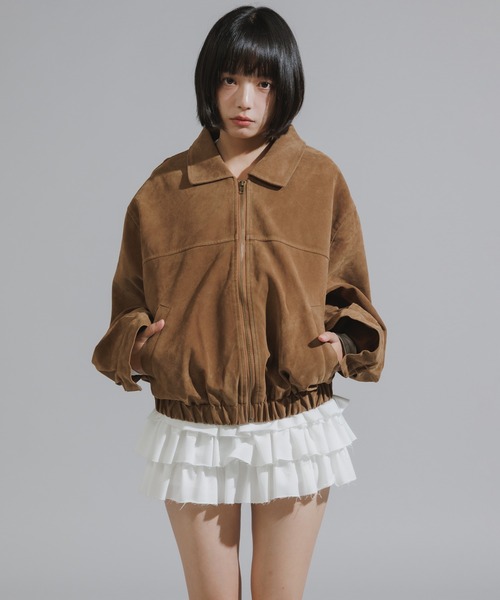 Chick(チック)の「Faux Suede Basic Blouson / フェイクスウェード ベーシックブルゾン(ブルゾン・レディース・ダークブラウン/ダークオリーブ/キャメル・FREE)」の13枚目の写真