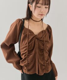 長袖パフビスチェブラウス