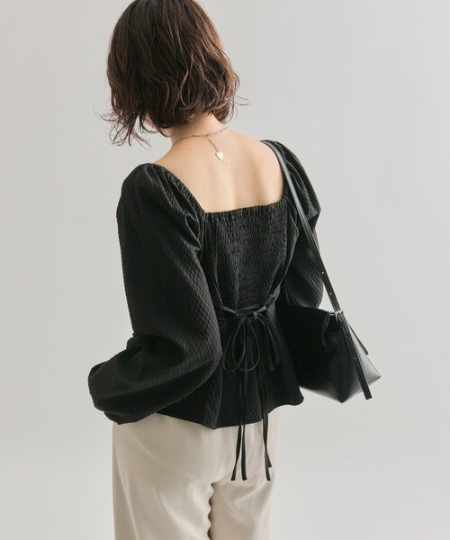 mystic（ミスティック）の「【3色展開】長袖パフビスチェブラウス（シャツ/ブラウス・レディース・ブラウン/ブラック/オフホワイト・FREE）」の7枚目の写真