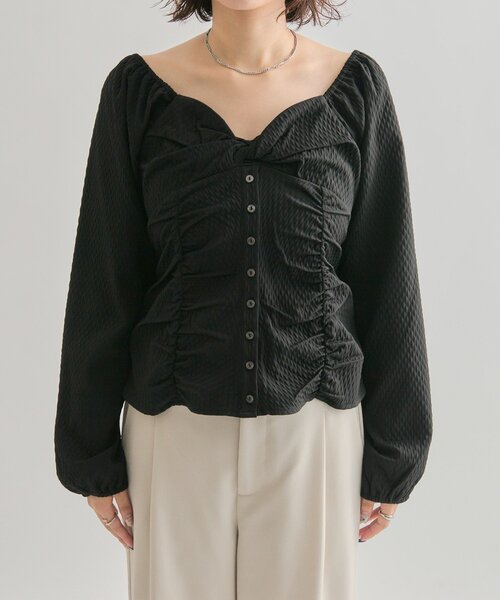 mystic（ミスティック）の「【3色展開】長袖パフビスチェブラウス（シャツ/ブラウス・レディース・ブラウン/ブラック/オフホワイト・FREE）」の10枚目の写真