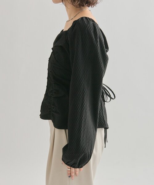 mystic（ミスティック）の「【3色展開】長袖パフビスチェブラウス（シャツ/ブラウス・レディース・ブラウン/ブラック/オフホワイト・FREE）」の11枚目の写真