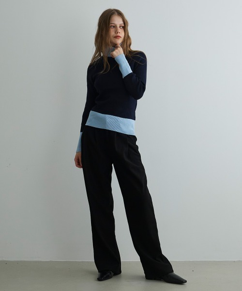 Mirette(ミレット)の「バイカラーニットタートルプルオーバー / Bi-Color Knit Turtle Pullover(ニット/セーター・レディース・ネイビー/グリーン・FREE)」の16枚目の写真