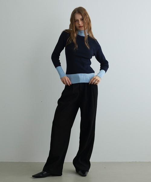 Mirette(ミレット)の「バイカラーニットタートルプルオーバー / Bi-Color Knit Turtle Pullover(ニット/セーター・レディース・ネイビー/グリーン・FREE)」の18枚目の写真