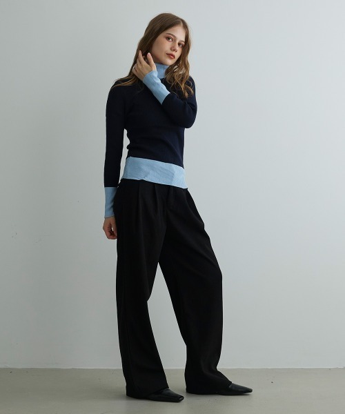 Mirette(ミレット)の「バイカラーニットタートルプルオーバー / Bi-Color Knit Turtle Pullover(ニット/セーター・レディース・ネイビー/グリーン・FREE)」の19枚目の写真