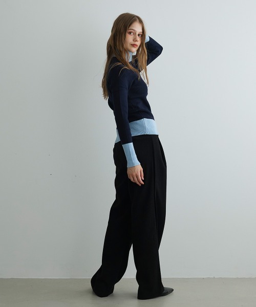 Mirette(ミレット)の「バイカラーニットタートルプルオーバー / Bi-Color Knit Turtle Pullover(ニット/セーター・レディース・ネイビー/グリーン・FREE)」の20枚目の写真
