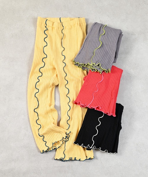 MARKEY'S（マーキーズ）の「裏起毛テレコメローフレアーパンツ（その他パンツ・キッズ・ブラック/イエロー/レッド/グレー・140/130/120/110/100/90/150）」の5枚目の写真