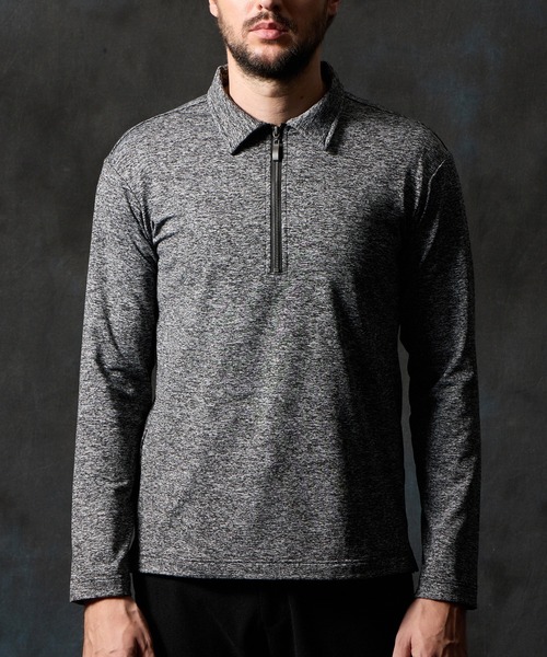 HIDEAWAYS NICOLE（ハイダウェイニコル）の「メランジ裏起毛　ハーフジップポロ（ポロシャツ・メンズ・ホワイト×ブラック/ブルー/ブラック×ホワイト・X-LARGE/LARGE/MEDIUM）」の11枚目の写真