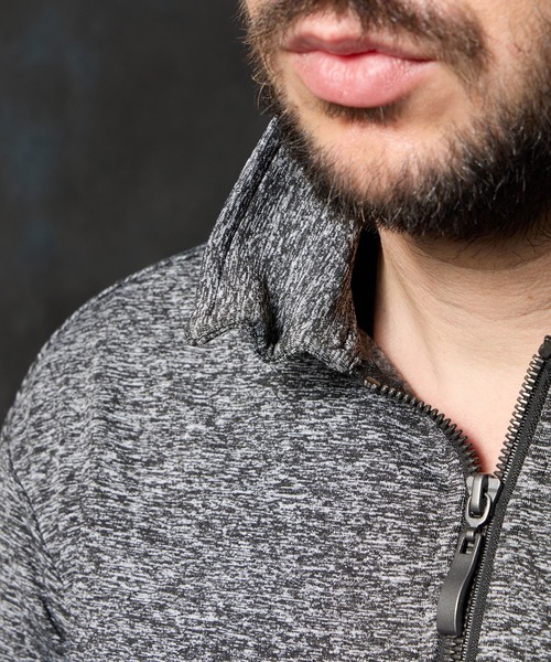 HIDEAWAYS NICOLE（ハイダウェイニコル）の「メランジ裏起毛　ハーフジップポロ（ポロシャツ・メンズ・ホワイト×ブラック/ブルー/ブラック×ホワイト・X-LARGE/LARGE/MEDIUM）」の17枚目の写真