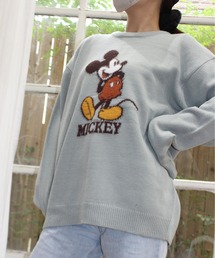 MICKEY MOUSE（ミッキーマウス）の「【DISNEY/ディズニー】ミッキーマウス　ループ刺繍＆シャギージャガードニットクルー（ニット/セーター）」
