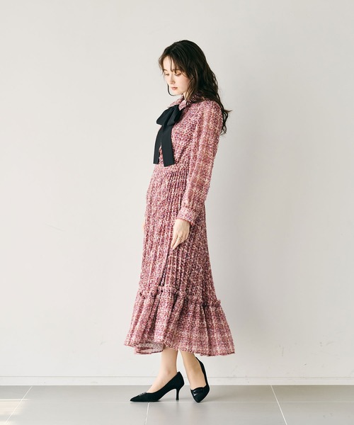 セール】【人気追加】ツィードプリントワンピース（ワンピース