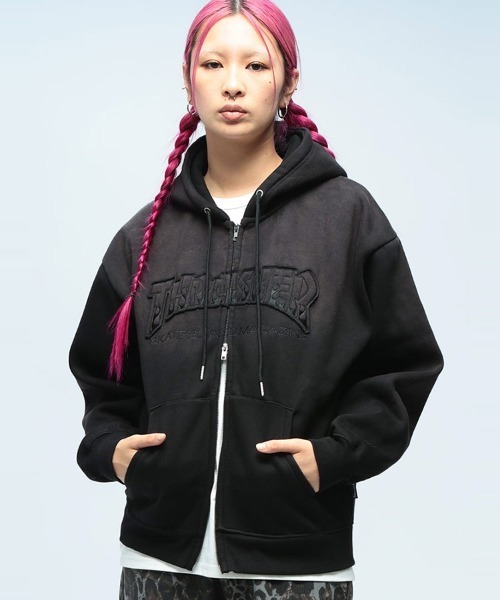 THRASHER(スラッシャー)の「THRASHER (スラッシャー) 裏起毛 グラデーション ロゴ ジップ パーカー メンズ レディース ダブルジッパー(パーカー・メンズ・ブラック/ブラウン/ピンク・L/M/LL)」の2枚目の写真