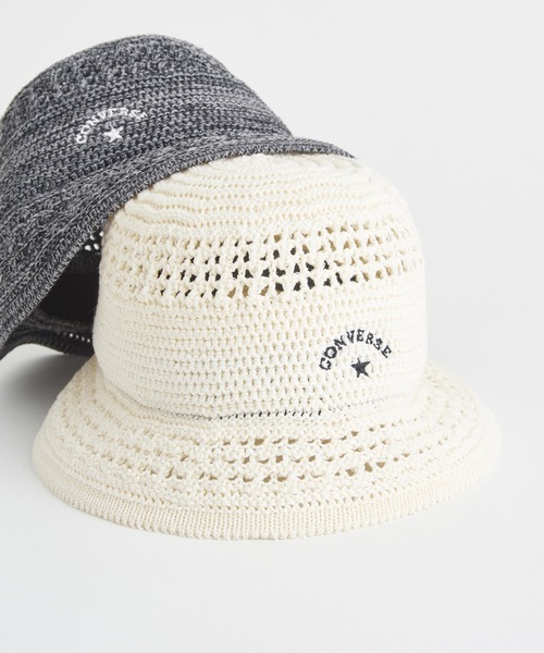 CONVERSE（コンバース）の「【CONVERSE】コンバース　CNW COTTON KNIT HAT　サーモハット　畳んでカバンに収納しても型崩れしにくい！（ハット・レディース・ブラック/オフホワイト・FREE）」の2枚目の写真