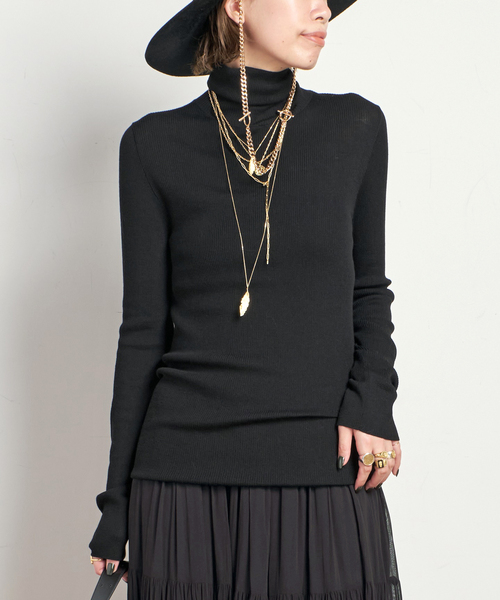 ウールシアーリブタートルネックプルオーバー（ニット/セーター