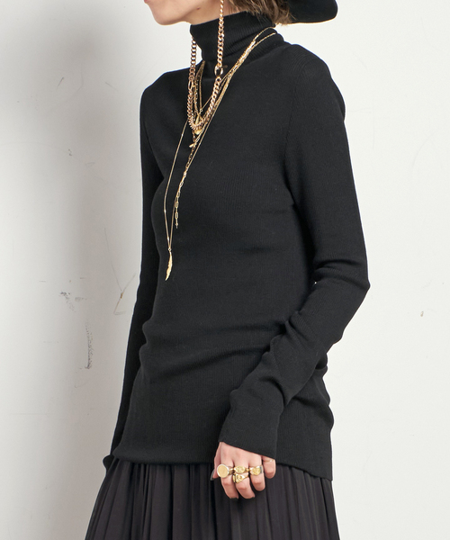 ウールシアーリブタートルネックプルオーバー（ニット/セーター