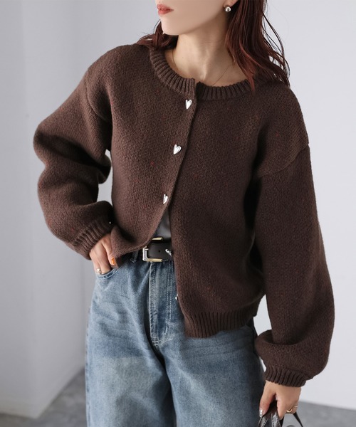 セール】ドットハートジャガードニットカーディガン