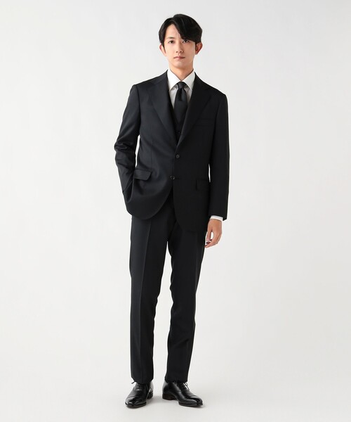 BEAMS HEART(ビームスハート)の「【4/23値下げ】130's ブラック 3ボタン 3ピーススーツ(セットアイテム)(スーツセット・メンズ・ブラック・X-LARGE/LARGE/MEDIUM/SMALL/XX-LARGE)」の1枚目の写真
