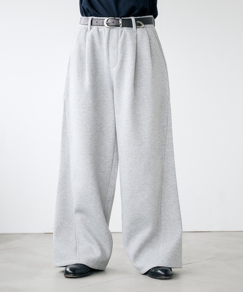 Adoon plain(アドーンプレーン)の「2-Tuck Wide Curve Sweat Pants / 2タックワイドカーブスウェットパンツ(その他パンツ・メンズ・ライトグレー/ブラック・SMALL/MEDIUM/LARGE)」の10枚目の写真