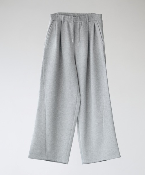 Adoon plain(アドーンプレーン)の「2-Tuck Wide Curve Sweat Pants / 2タックワイドカーブスウェットパンツ(その他パンツ・メンズ・ライトグレー/ブラック・SMALL/MEDIUM/LARGE)」の4枚目の写真