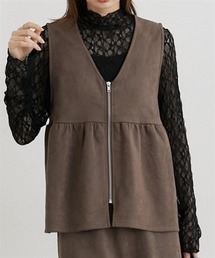 nissen | フェイクスエードペプラムベスト【セットアップ対応】(ベスト)