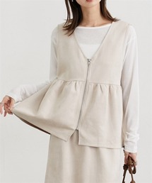 nissen（ニッセン）の「フェイクスエードペプラムベスト【セットアップ対応】（ベスト）」