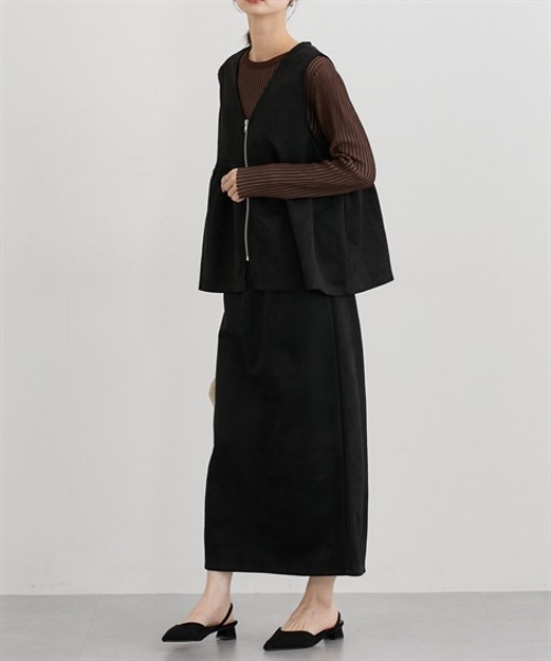 nissen(ニッセン)の「フェイクスエードペプラムベスト【セットアップ対応】(ベスト・レディース・ブラウン/グレー/ブラック/アイボリー・M/L/LL)」の8枚目の写真