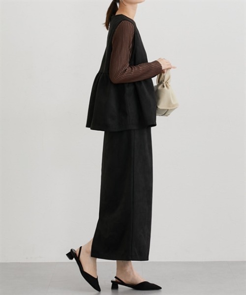 nissen(ニッセン)の「フェイクスエードペプラムベスト【セットアップ対応】(ベスト・レディース・ブラウン/グレー/ブラック/アイボリー・M/L/LL)」の11枚目の写真