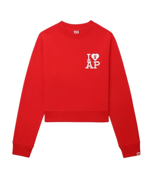A BATHING APE（アベイシングエイプ）の「BIG HEART BACK PRINT CROP SWEAT SHIRT（スウェット・レディース・ネイビー/レッド/グレー・X-SMALL/SMALL）」の3枚目の写真