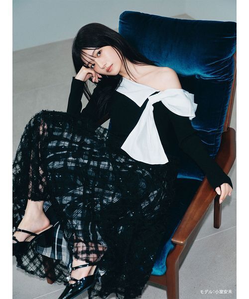 LILY BROWN(リリーブラウン)の「クロスチュールボリュームスカート(スカート・レディース・チェック/ブルー/アイボリー・0/1)」の1枚目の写真