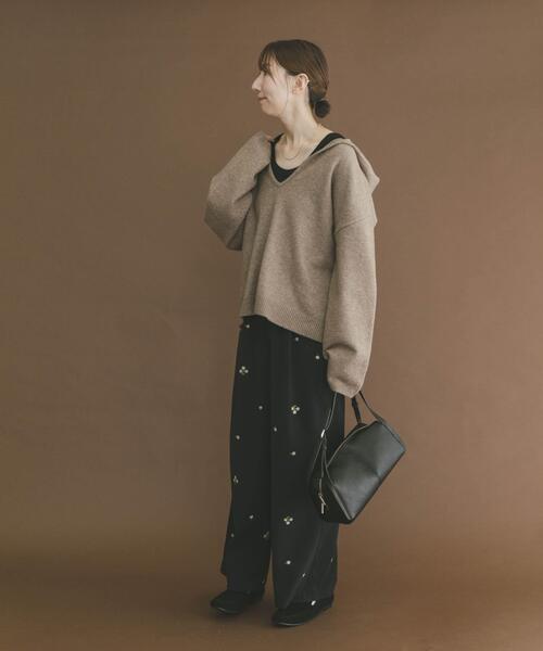 ITEMS URBANRESEARCH(アイテムズ アーバンリサーチ)の「スキッパーフードニット(ニット/セーター・レディース・ベージュ/ブルー/チャコールグレー・FREE)」の13枚目の写真