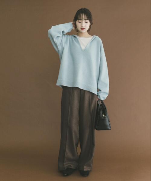 ITEMS URBANRESEARCH(アイテムズ アーバンリサーチ)の「スキッパーフードニット(ニット/セーター・レディース・ベージュ/ブルー/チャコールグレー・FREE)」の18枚目の写真