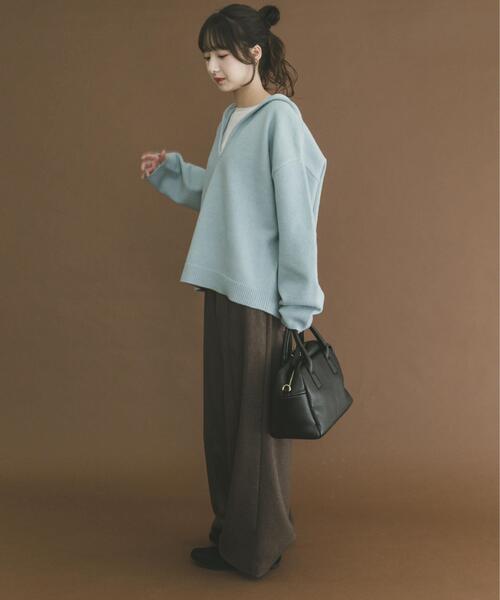 ITEMS URBANRESEARCH(アイテムズ アーバンリサーチ)の「スキッパーフードニット(ニット/セーター・レディース・ベージュ/ブルー/チャコールグレー・FREE)」の19枚目の写真